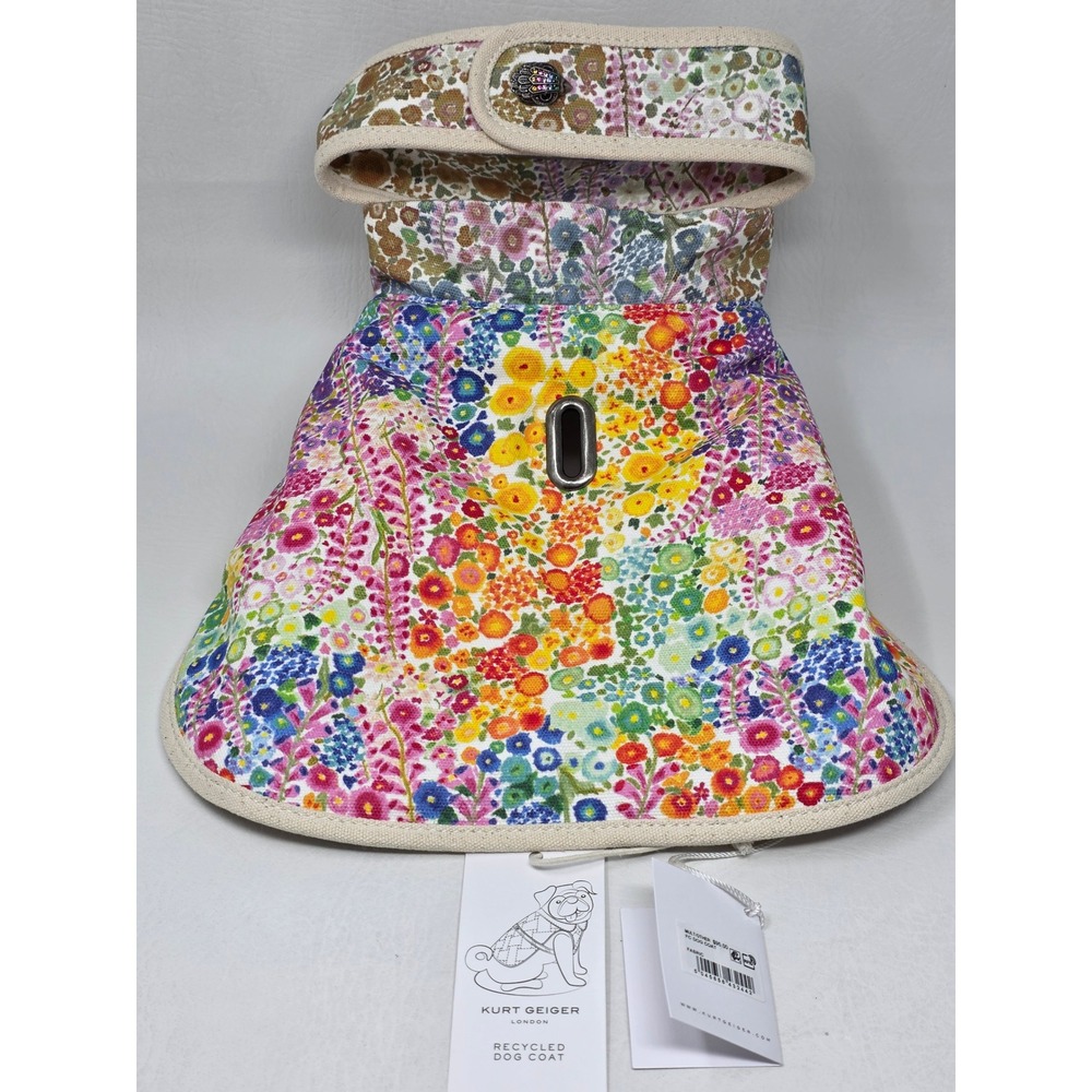 Kurt Geiger London Recycled Dog Coat Floral Multi Color Eagle Head Small New